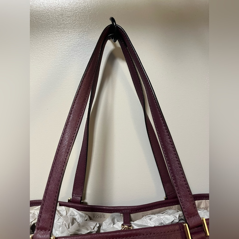 Michael Kors Plum Tote with Gold Accents - Picture 3 of 9
